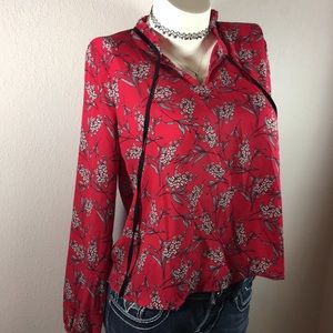 New TIMING red floral blouse